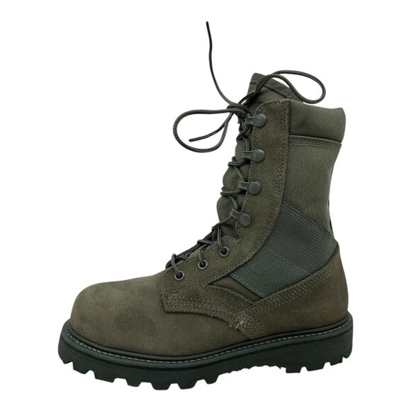Military Combat Boots 5.5 N Sage Leather & Man-Made Materials Vibram Sole USA - Picture 10 of 12